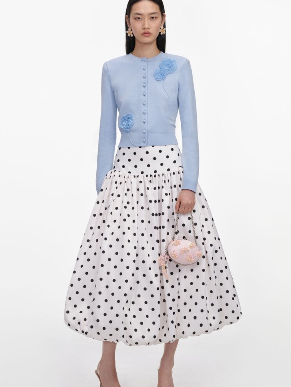 Self Portrait Blue Flower Knit Cardigan